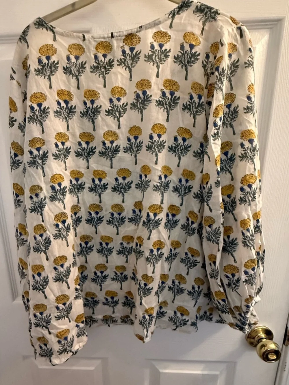 Emerson Fry White Floral Tie-Front Overdized Peasant Blouse - Picture 2 of 5